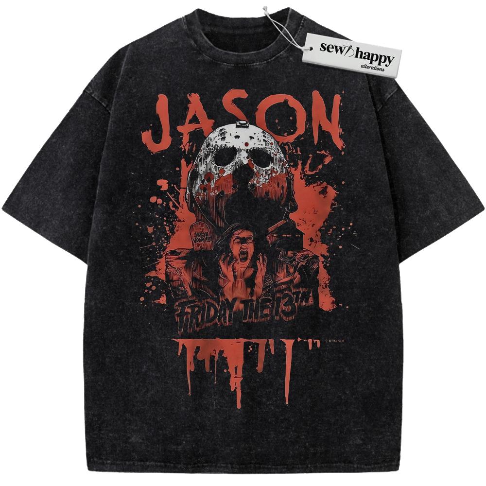 Wash Tee Jason Voorhees Shirt, Friday the 13th Shirt, Halloween Shirt, Horror Shirt, Vintage T-Shirt Wash Tee Jason Voorhees Shirt, Friday the 13th Shirt, Halloween Shirt, Horror Shirt, Vintage T-Shirt - Image 1