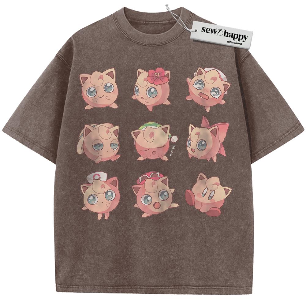 Wash Tee Jigglypuff Shirt, Pokemon Shirt, PKM Shirt, Anime Shirt, Vintage Tee