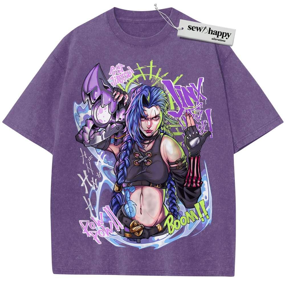 Wash Tee Jinx - Arcane Shirt, League of Legends Shirt, Game Shirt, Vintage T-Shirt