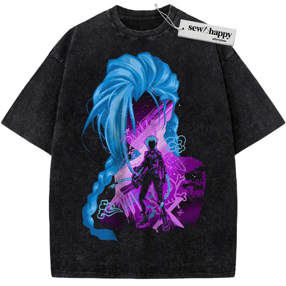 Wash Tee Jinx Shirt, League of Legends Shirt, LoL Shirt, Game Shirt, Vintage T-Shirt