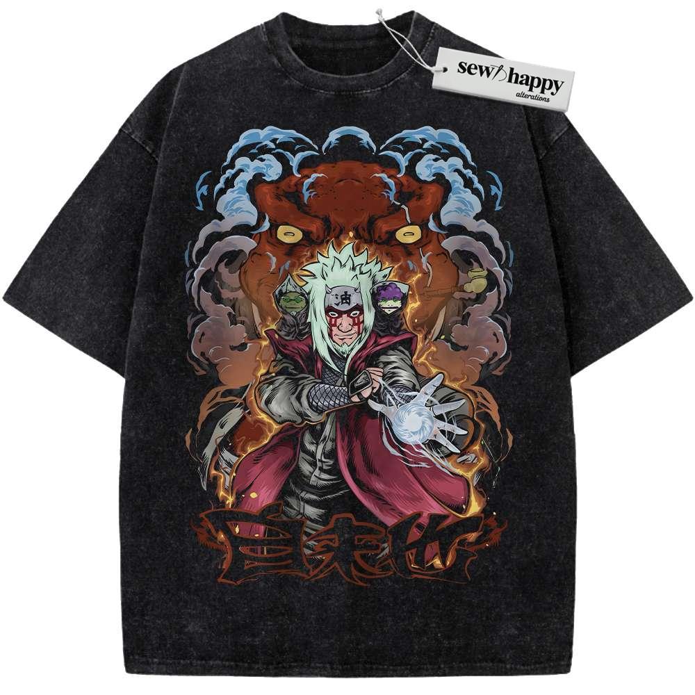 Wash Tee Jiraiya Shirt, Naruto Shirt, Anime Shirt, Vintage T-Shirt Wash Tee Jiraiya Shirt, Naruto Shirt, Anime Shirt, Vintage T-Shirt - Image 1