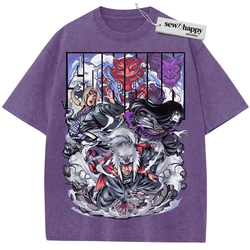 Wash Tee Jiraiya Shirt, Tsunade Shirt, Orochimaru Shirt, Naruto Shirt, Anime Shirt, Vintage T-Shirt