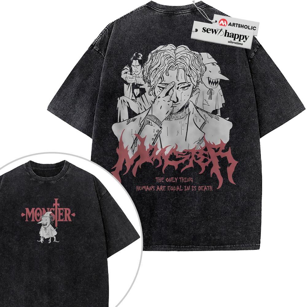 Wash Tee Johan Liebert Shirt, Monster Shirt, Anime Shirt, Vintage Tee 2-Sided
