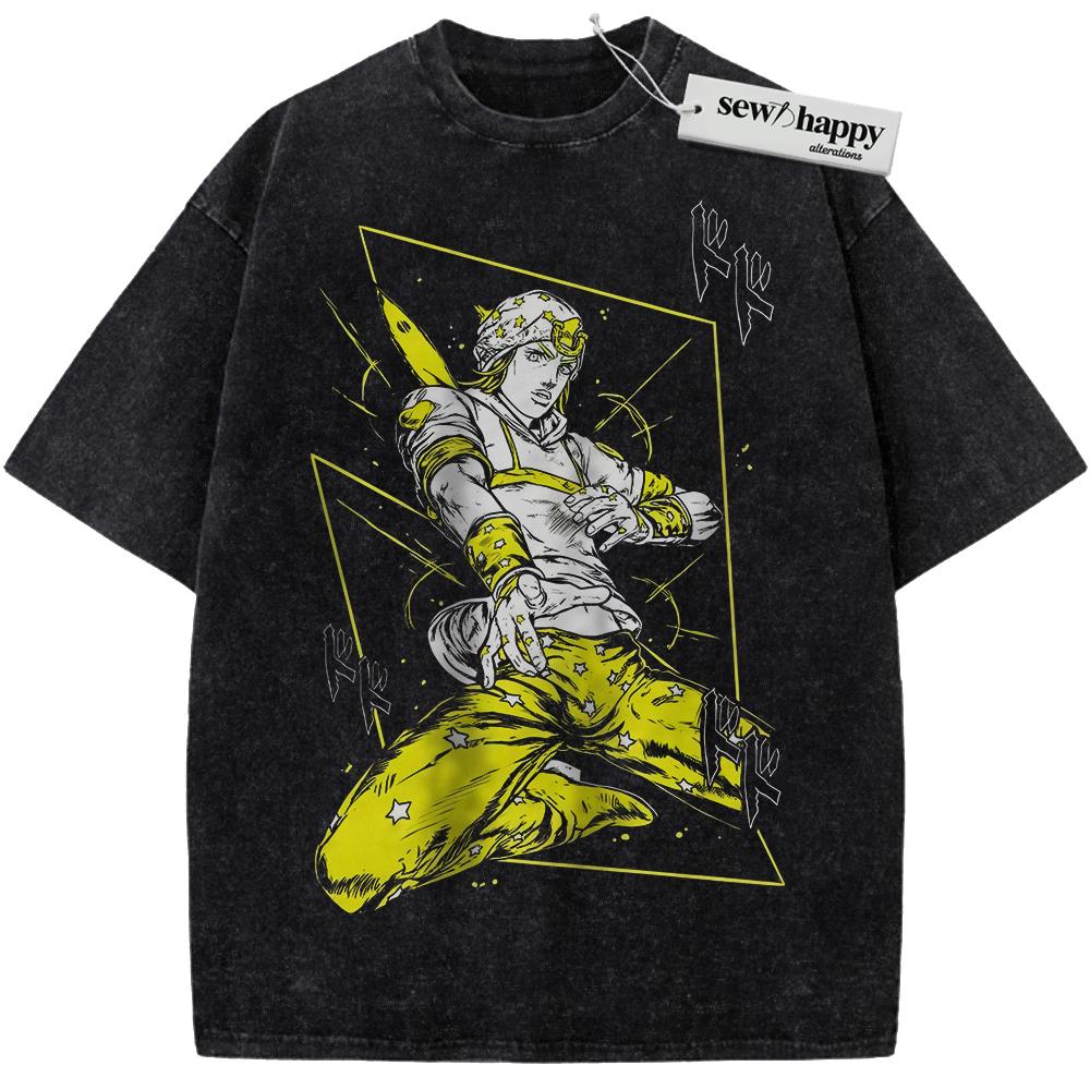 Wash Tee Johnny Joestar Shirt, JoJo's Bizarre Adventure Shirt, Anime Shirt, Vintage Tee