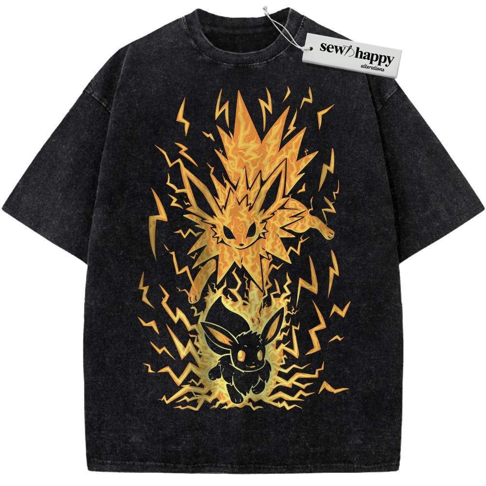 Wash Tee Jolteon Shirt, Eevee Shirt, Pokemon shirt, Anime Shirt, Vintage Tee