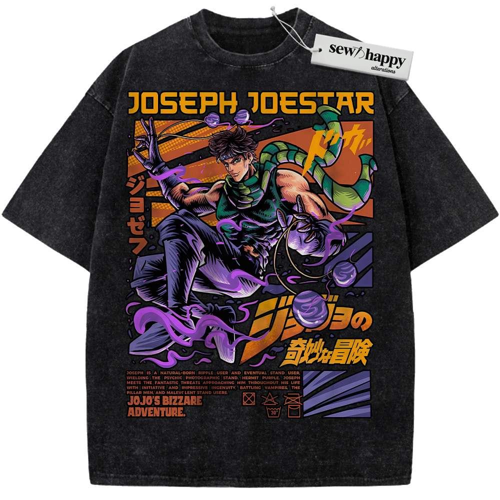Wash Tee Joseph Joestar Shirt, JoJo's Bizarre Adventure Shirt, Anime Shirt, Vintage Tee