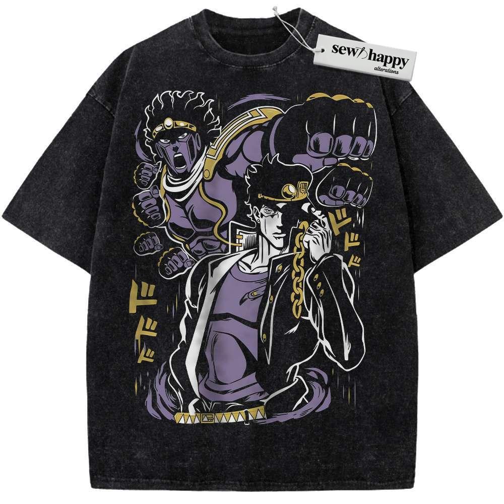 Wash Tee Jotaro Kujo Shirt, JoJo's Bizarre Adventure Shirt, Anime Shirt, Vintage T-Shirt