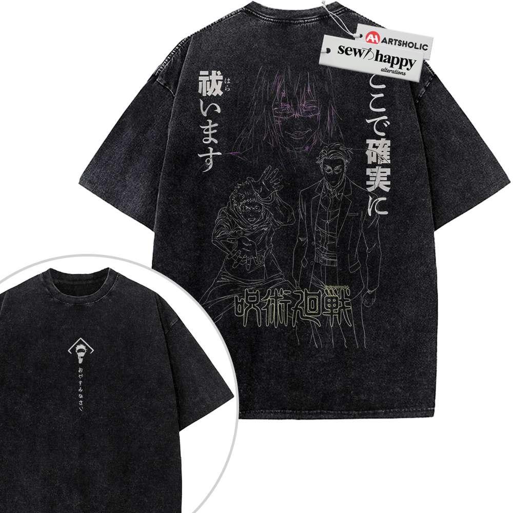 Wash Tee Jujutsu Kaisen Shirt, Anime Shirt, Vintage T-Shirt 2-Sided