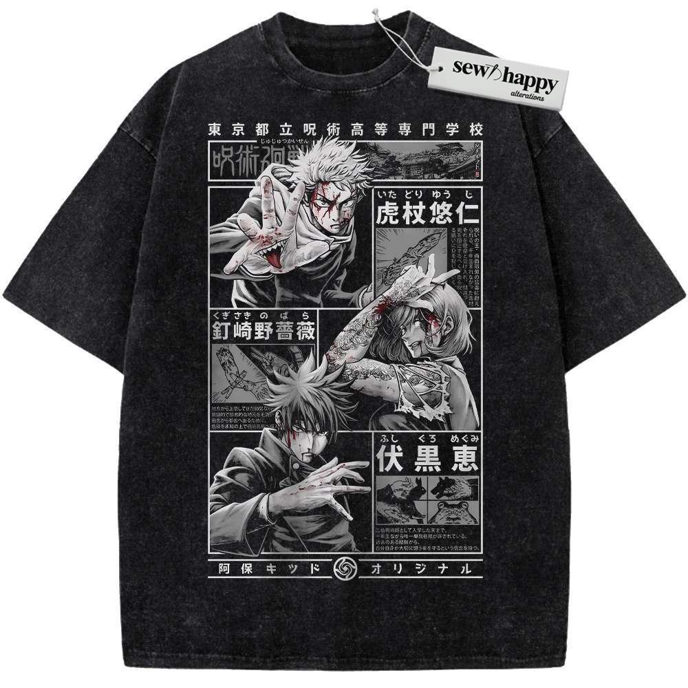Wash Tee Jujutsu Kaisen Shirt, Anime Shirt, Vintage Tee
