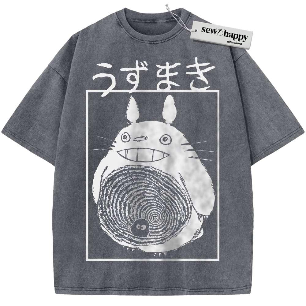 Wash Tee Junji Ito x My Neighbor Totoro Shirt, Studio Ghibli Shirt, Anime Shirt, Vintage Tee