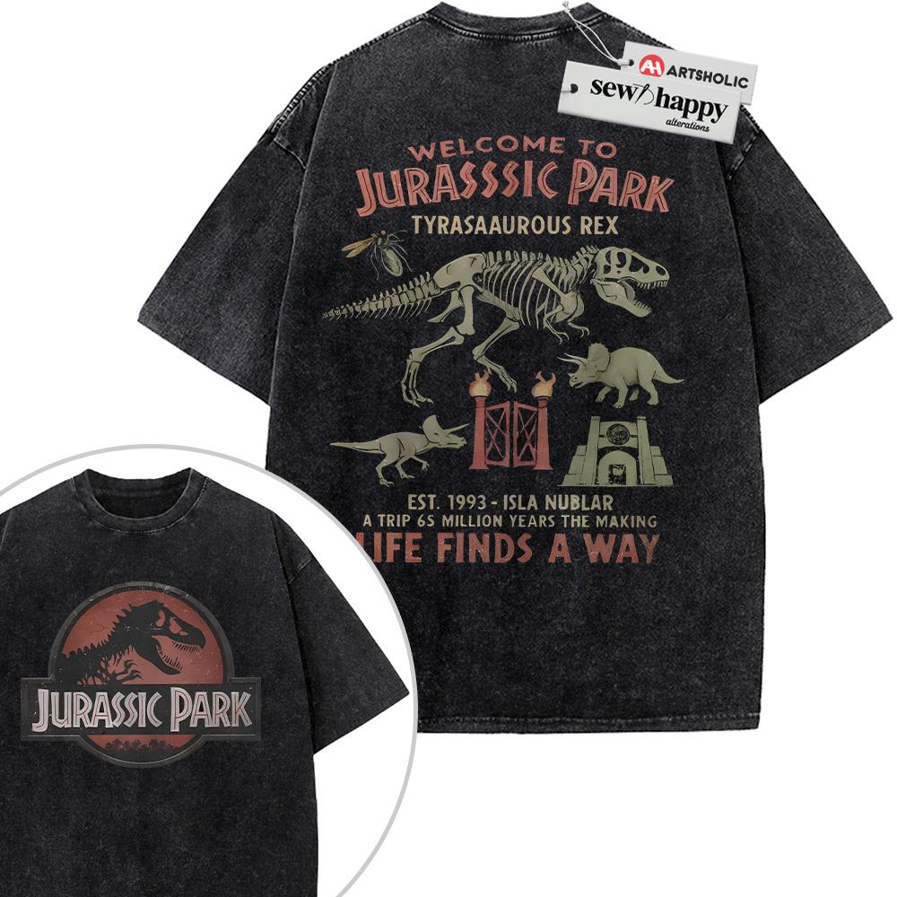 Wash Tee Jurassic Park Shirt, Movie Shirt, Vintage T-Shirt 2-Sided