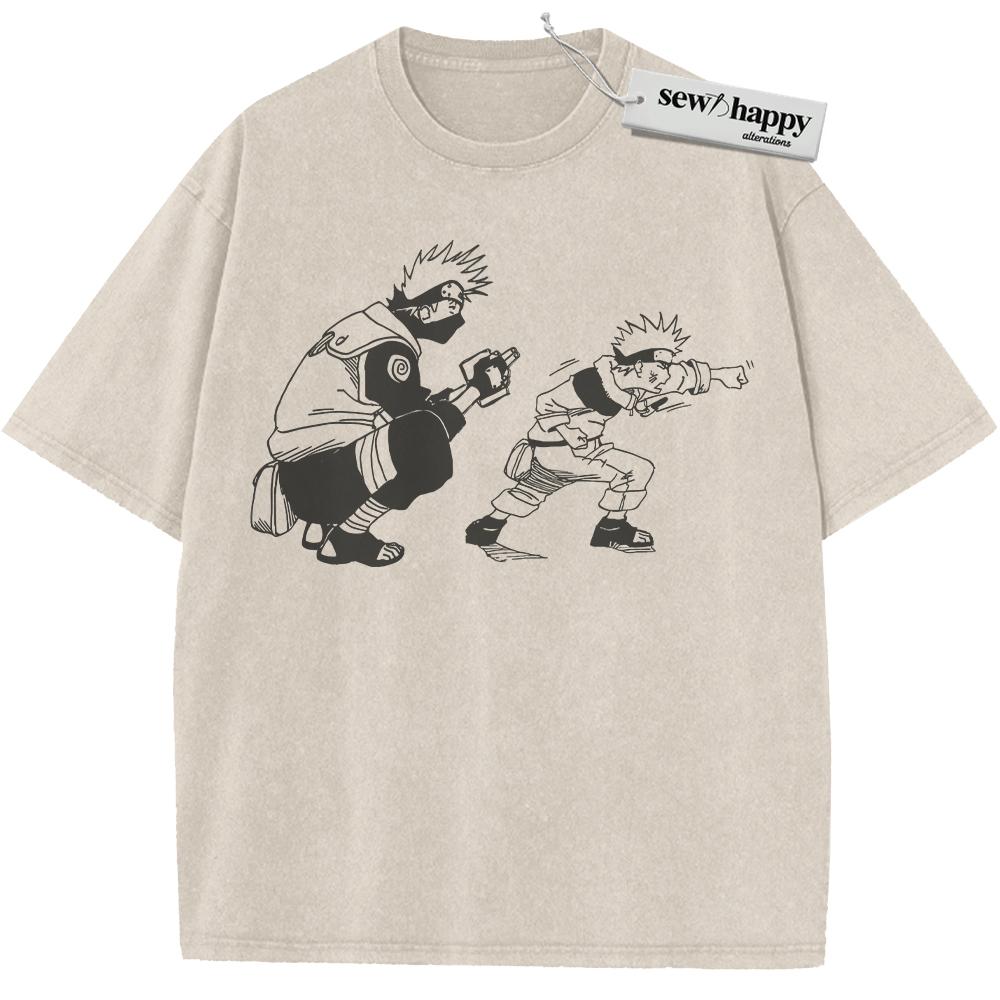 Wash Tee Kakashi and Naruto Shirt, Anime Shirt, Vintage Tee