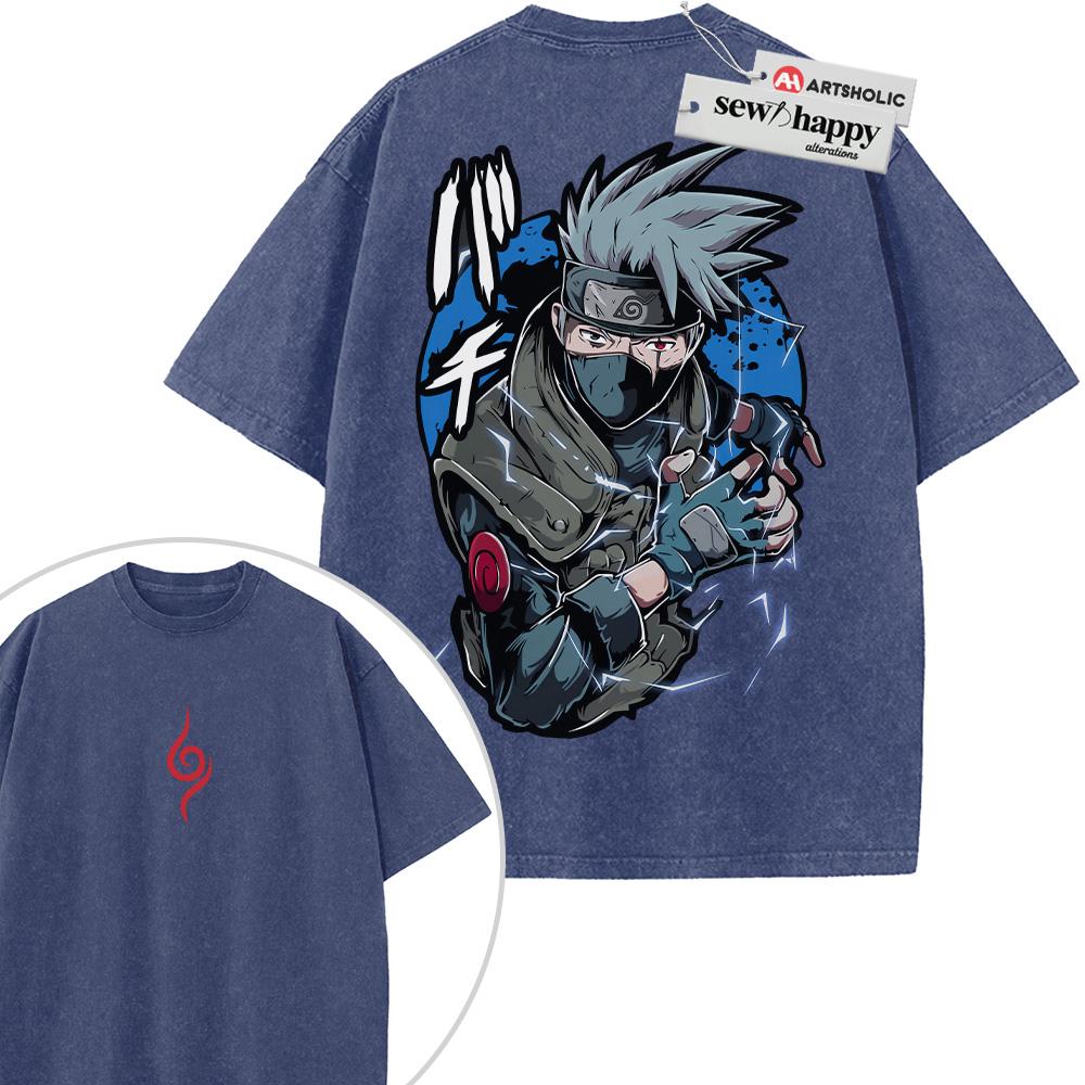Wash Tee Kakashi Hatake Shirt, Naruto Shirt, Anime Shirt, Vintage T-Shirt 2-Sided