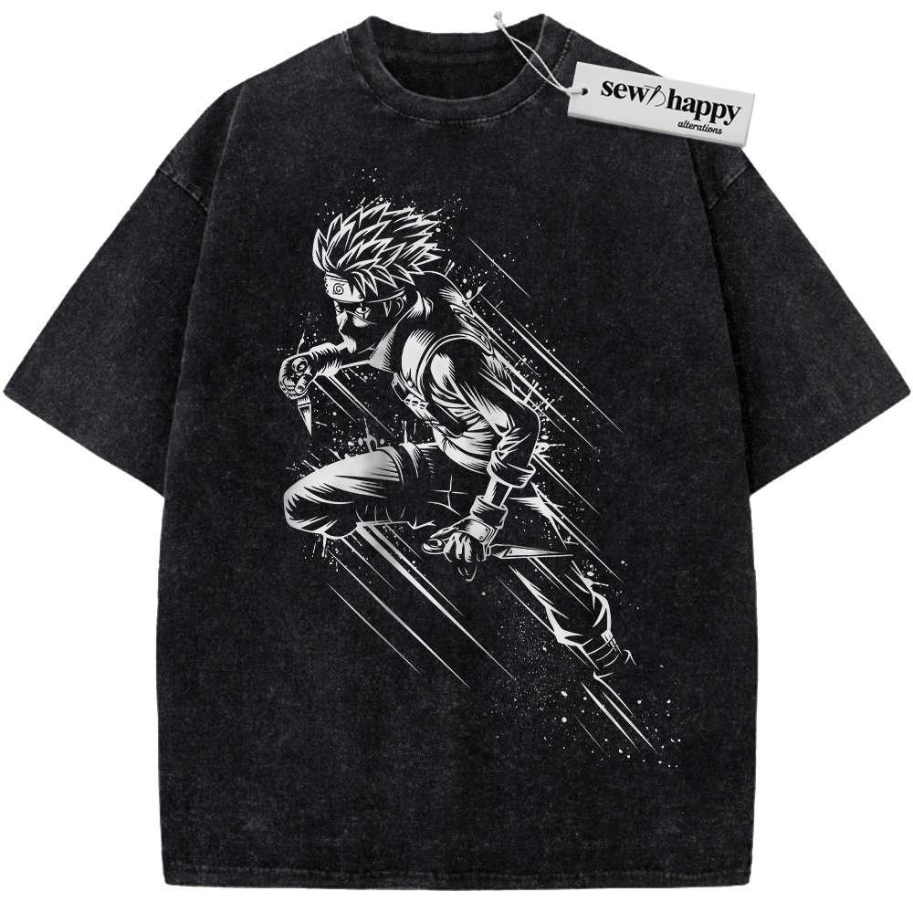 Wash Tee Kakashi Hatake Shirt, Naruto Shirt, Anime Shirt, Vintage T-Shirt Wash Tee Kakashi Hatake Shirt, Naruto Shirt, Anime Shirt, Vintage T-Shirt - Image 1