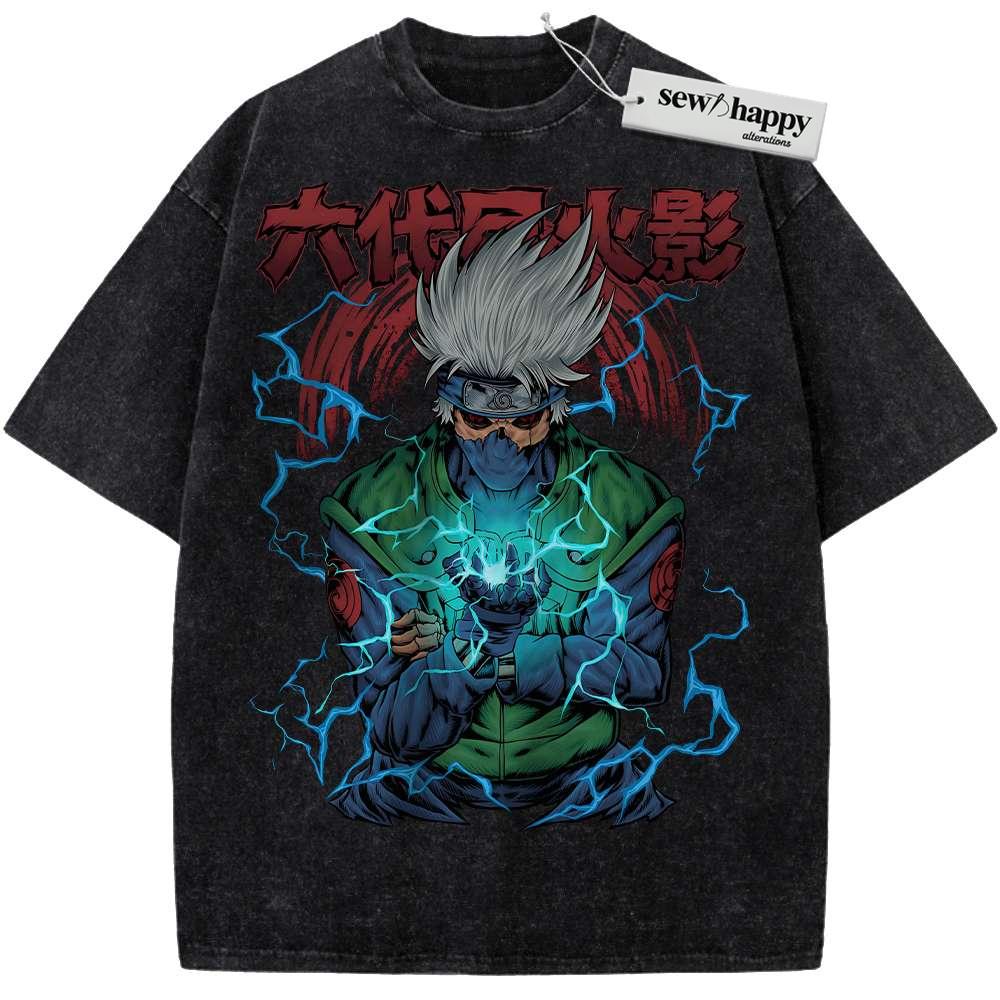 Wash Tee Kakashi Hatake Shirt, Naruto Shirt, Anime Shirt, Vintage Tee