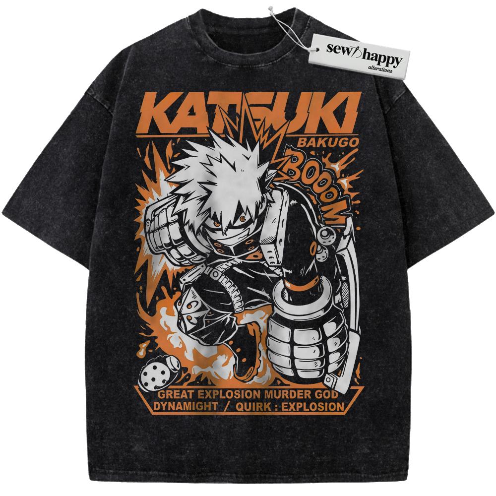 Wash Tee Katsuki Bakugo Shirt, Kacchan Shirt, MHA Shirt, Anime Shirt, Vintage Tee