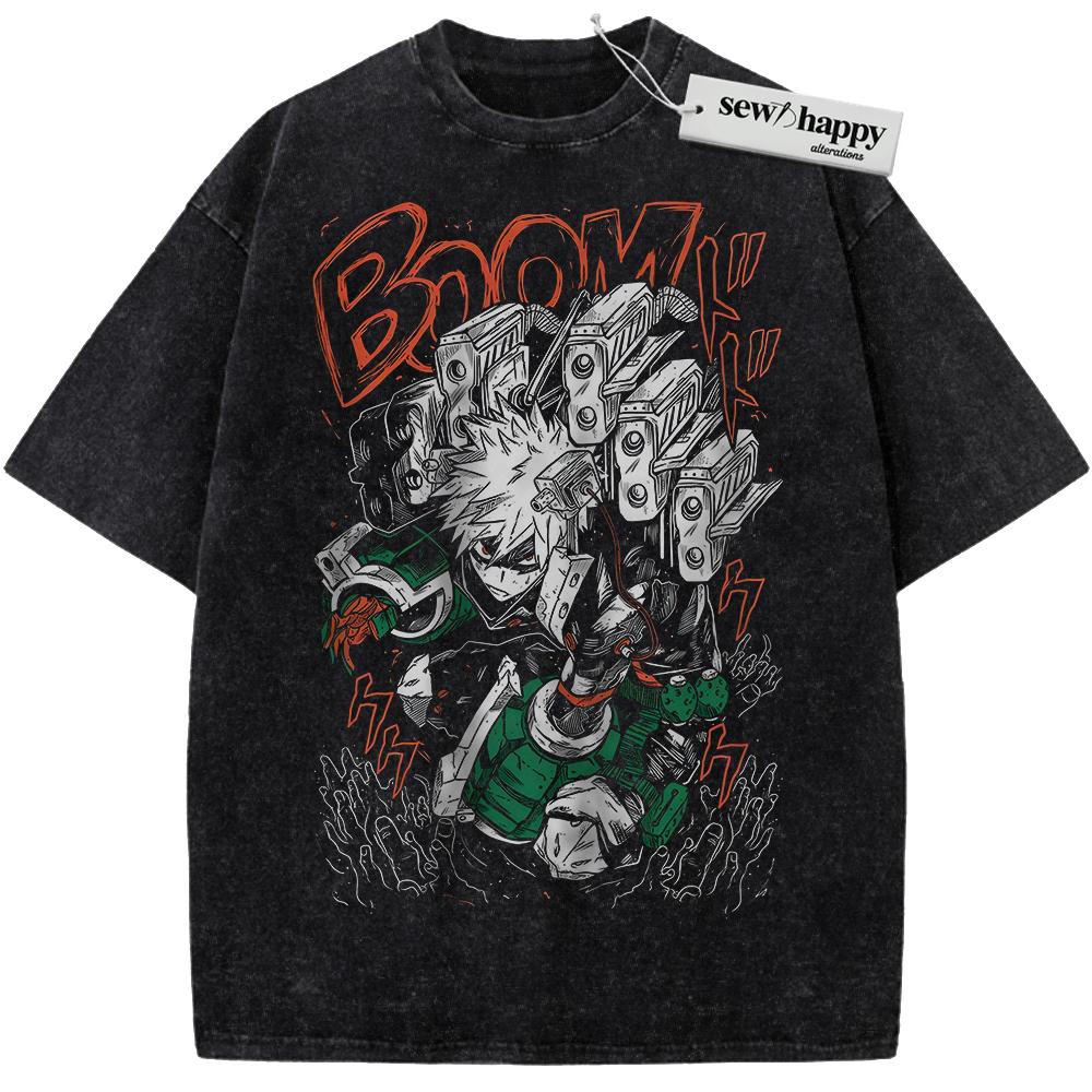Wash Tee Katsuki Bakugo Shirt, MHA Shirt, Anime Shirt, Vintage T-Shirt