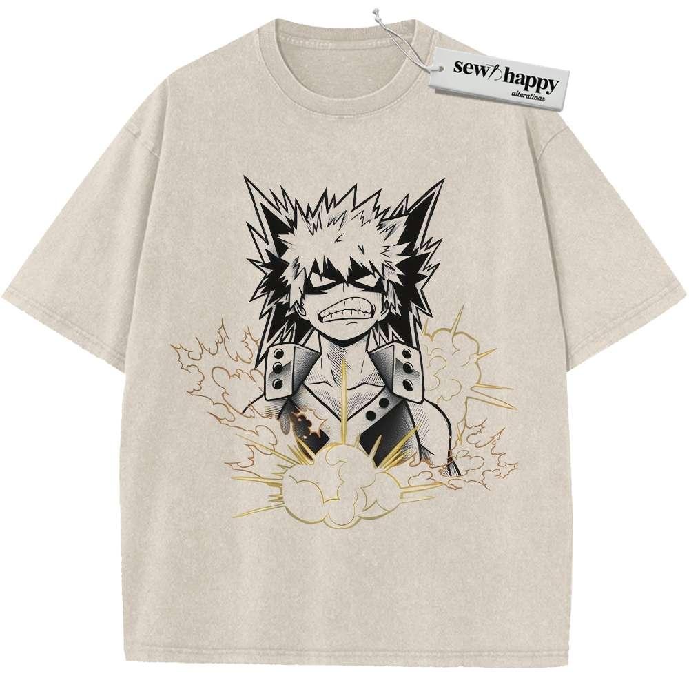 Wash Tee Katsuki Bakugo Shirt, MHA Shirt, Anime Shirt, Vintage Tee