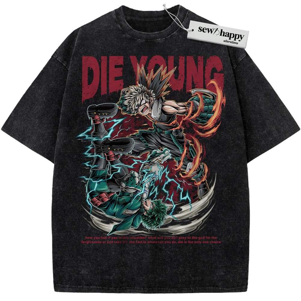 Wash Tee Katsuki Bakugo vs Izuku Midoriya Shirt, MHA Shirt, Anime Shirt, Vintage T-Shirt