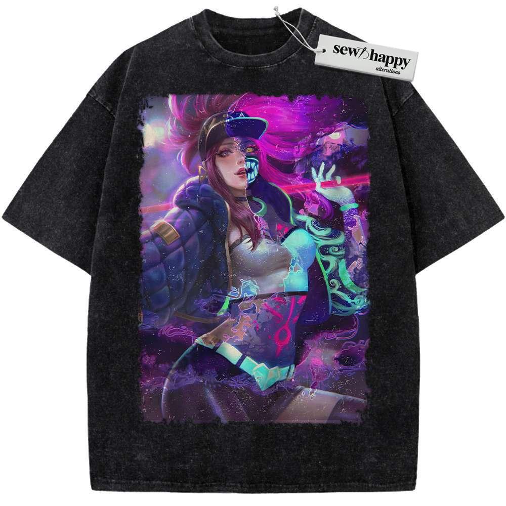 Wash Tee KDA Akali Shirt, League of Legends Shirt, LoL Shirt, Game Shirt, Vintage Tee