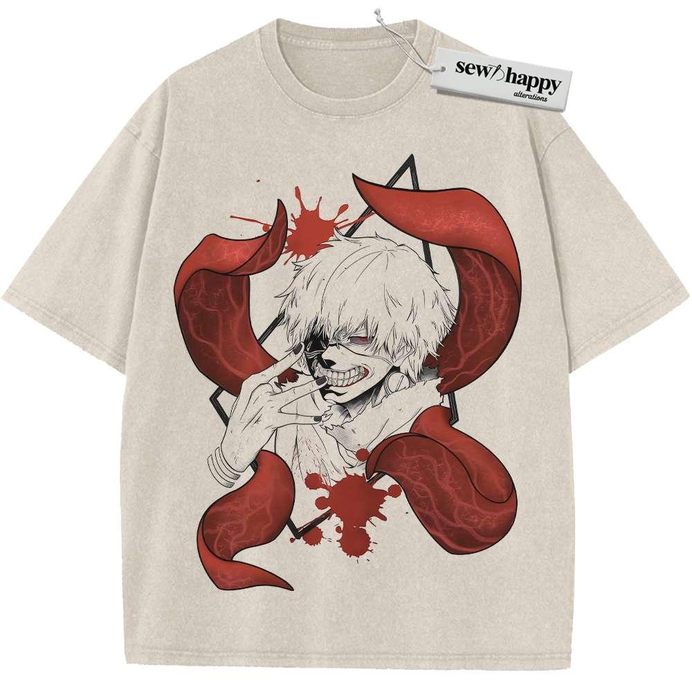 Wash Tee Ken Kaneki Shirt, Tokyo Ghoul Shirt, Anime Shirt, Vintage T-Shirt
