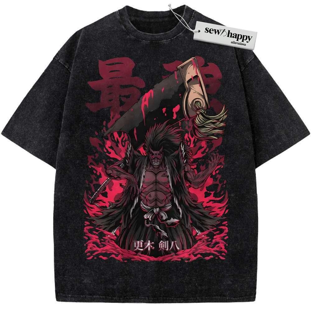 Wash Tee Kenpachi Zaraki Shirt, Bleach Shirt, Anime Shirt, Vintage T-Shirt
