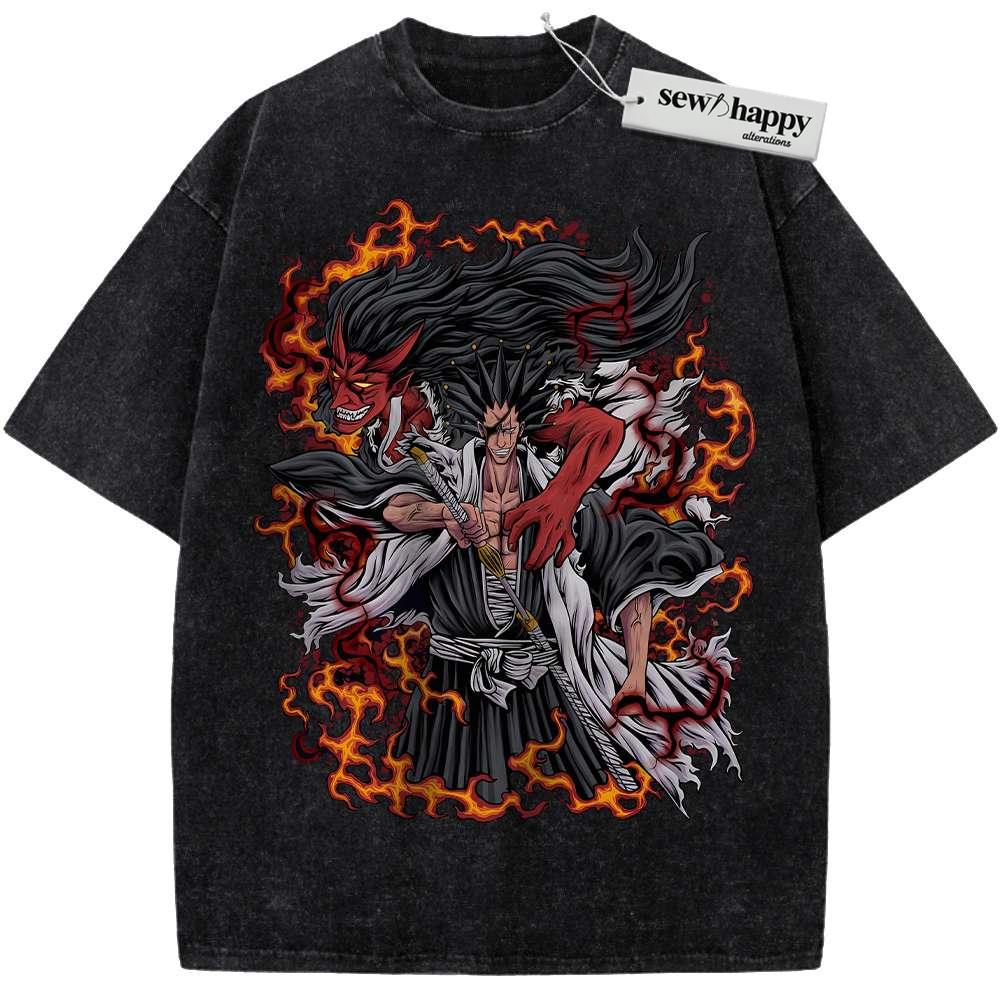 Wash Tee Kenpachi Zaraki Shirt, Bleach Shirt, Anime Shirt, Vintage T-Shirt