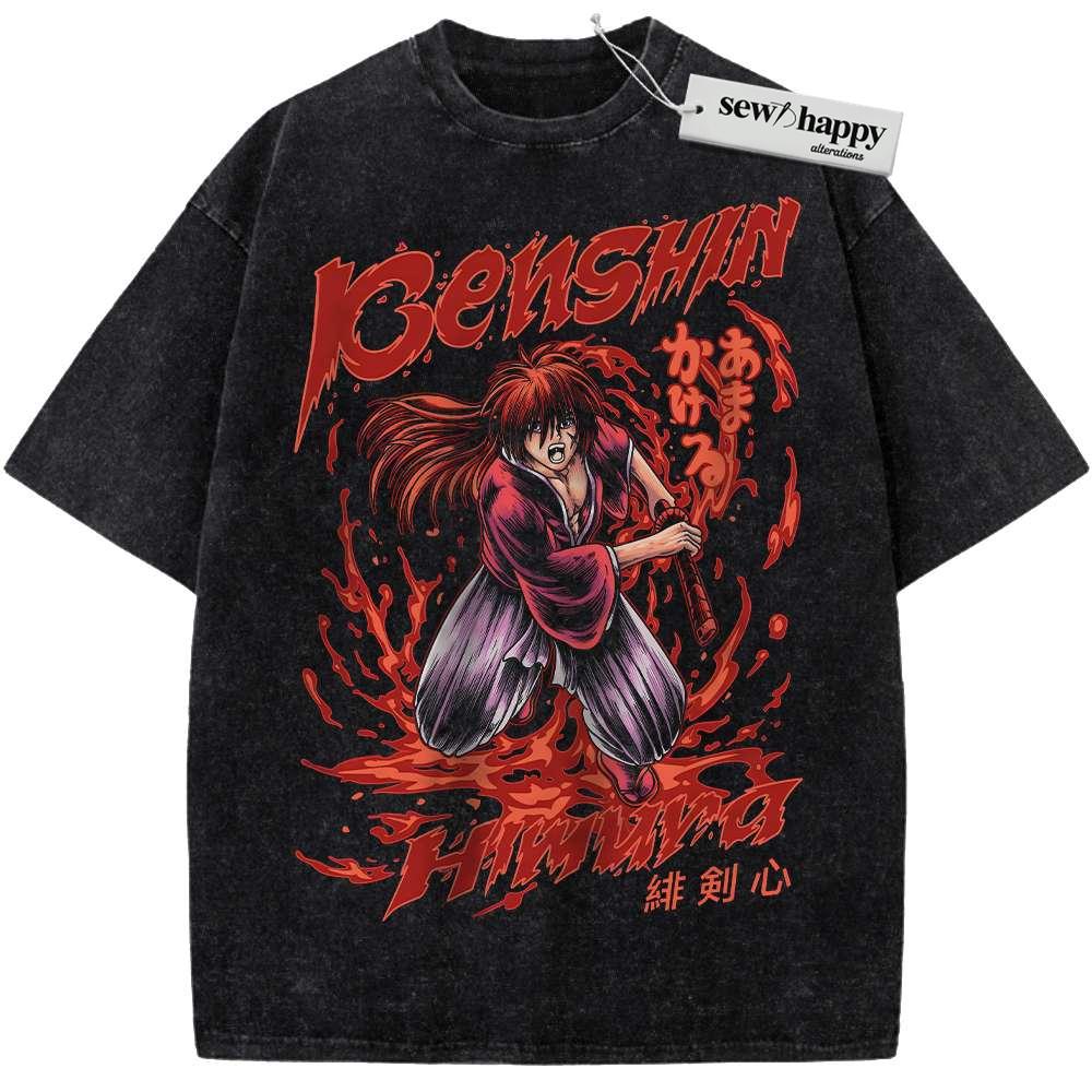 Wash Tee Kenshin Himura Shirt, Rurouni Kenshin Shirt, Anime Shirt, Vintage T-Shirt