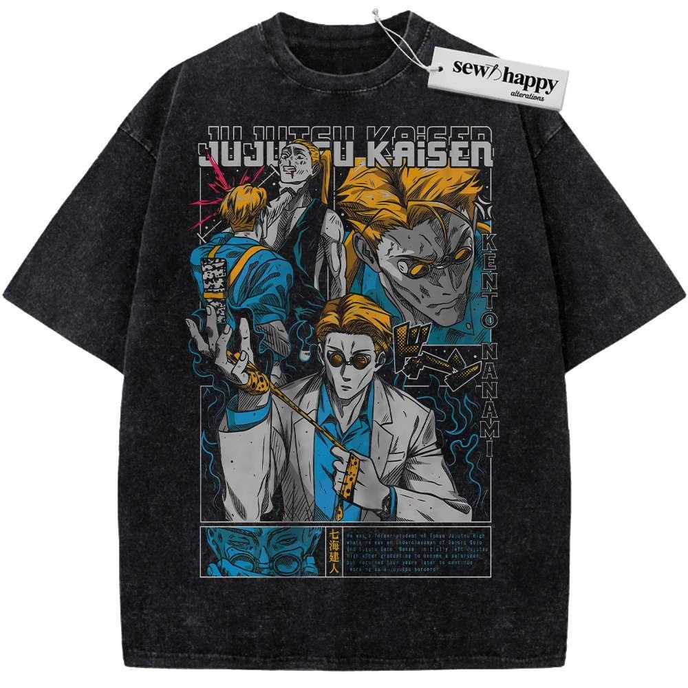 Wash Tee Kento Nanami Shirt, Jujutsu Kaisen Shirt, Anime Shirt, Vintage Tee Wash Tee Kento Nanami Shirt, Jujutsu Kaisen Shirt, Anime Shirt, Vintage Tee - Image 1