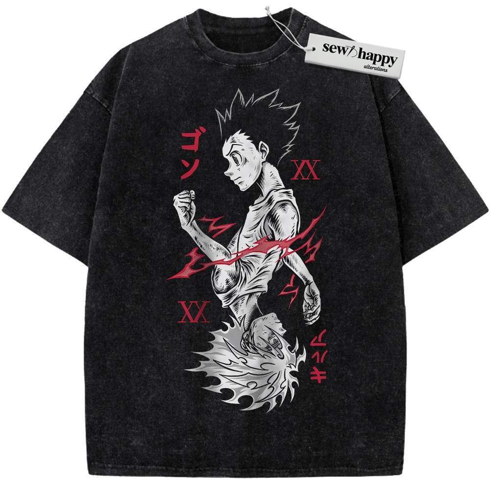 Wash Tee Killua Zoldyck Shirt, Gon Freecss Shirt, Hunter x Hunter Shirt, HxH Shirt, Anime Shirt, Vintage Tee
