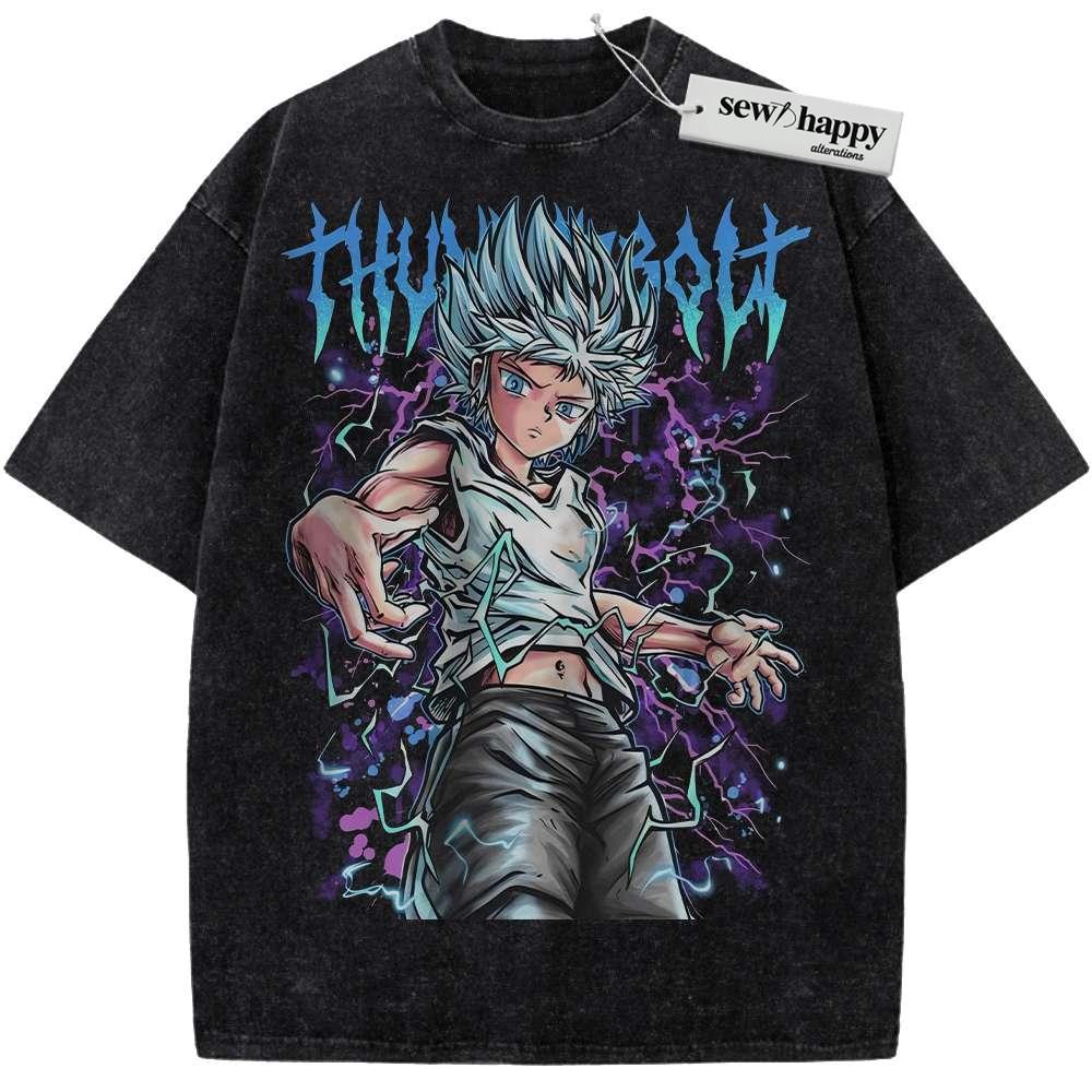 Wash Tee Killua Zoldyck Shirt, Hunter x Hunter Shirt, HxH Shirt, Anime Shirt, Vintage T-Shirt