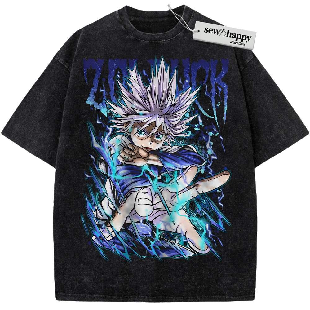 Wash Tee Killua Zoldyck Shirt, Hunter x Hunter Shirt, HxH Shirt, Anime Shirt, Vintage Tee Wash Tee Killua Zoldyck Shirt, Hunter x Hunter Shirt, HxH Shirt, Anime Shirt, Vintage Tee - Image 1
