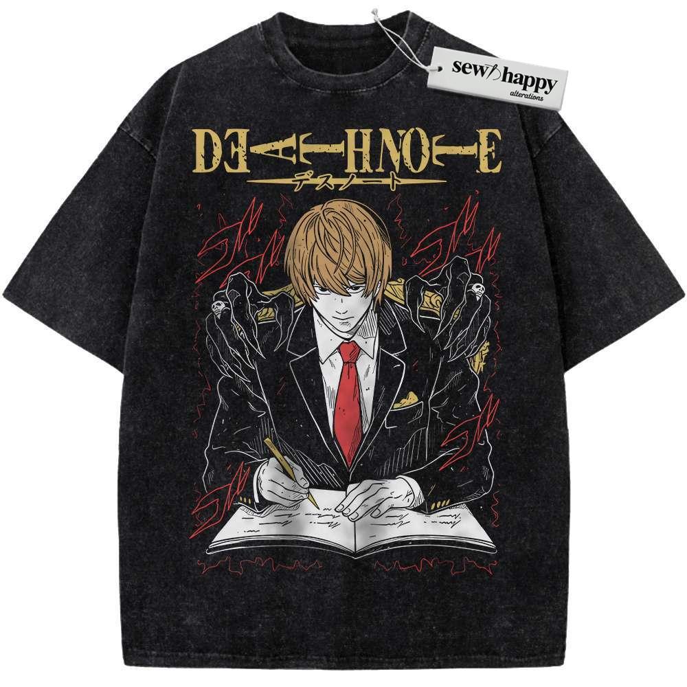 Wash Tee Kira - Light Yagami Shirt, Death Note Shirt, Anime Shirt, Vintage T-Shirt