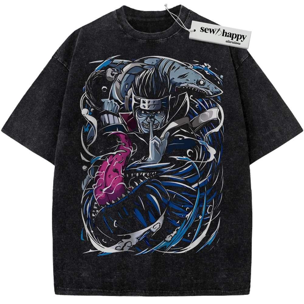 Wash Tee Kisame Hoshigaki Shirt, Naruto Shirt, Anime Shirt, Vintage T-Shirt