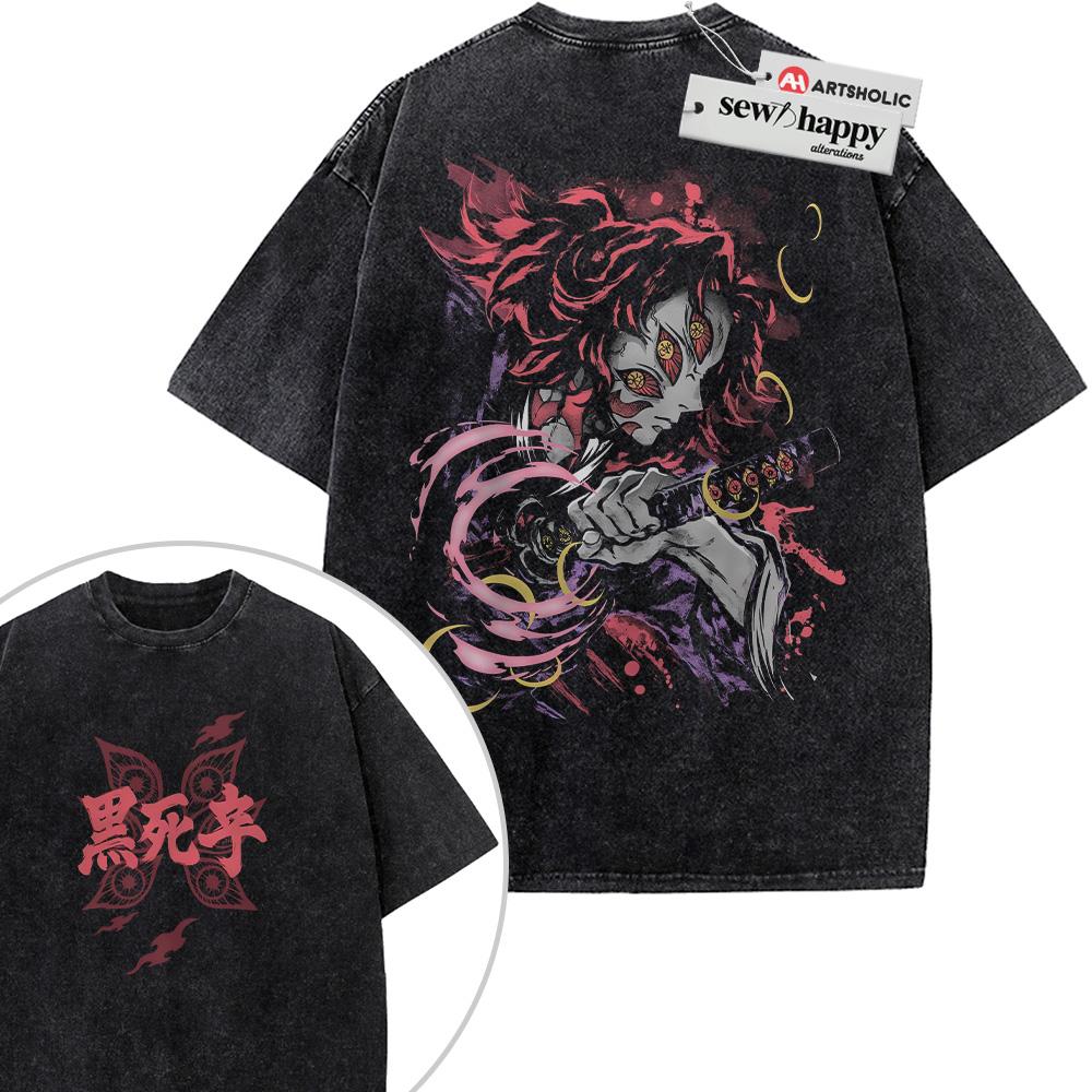 Wash Tee Kokushibo Shirt, Demon Slayer Shirt, Anime Shirt, Vintage T-Shirt 2-Sided