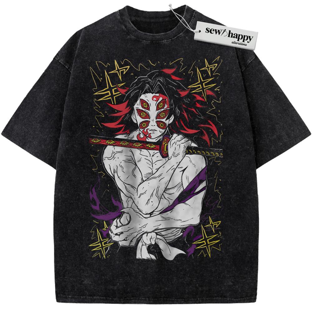 Wash Tee Kokushibo Shirt, Demon Slayer Shirt, Anime Shirt, Vintage T-Shirt
