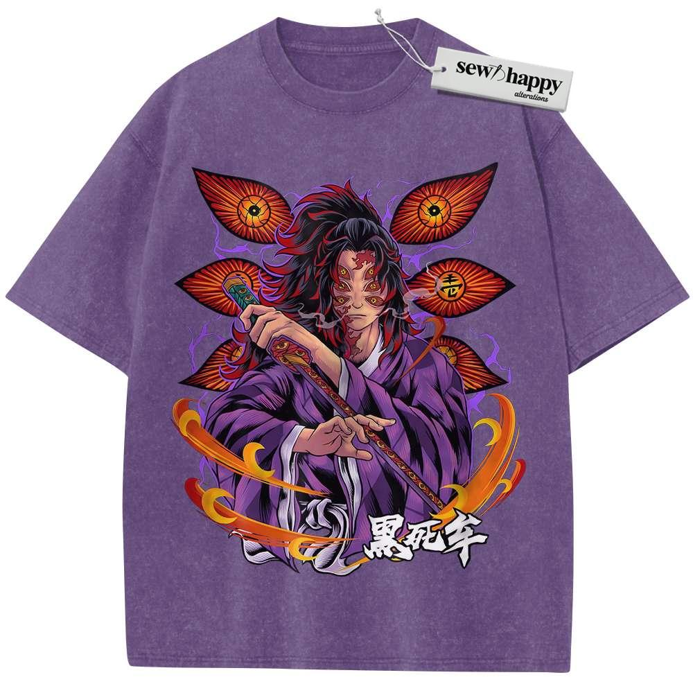 Wash Tee Kokushibo Shirt, Demon Slayer Shirt, Anime Shirt, Vintage T-Shirt