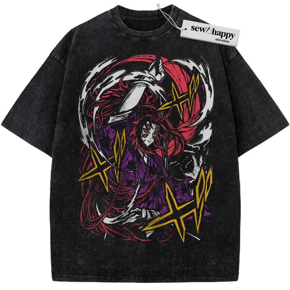 Wash Tee Kokushibo Shirt, Demon Slayer Shirt, Anime Shirt, Vintage T-Shirt