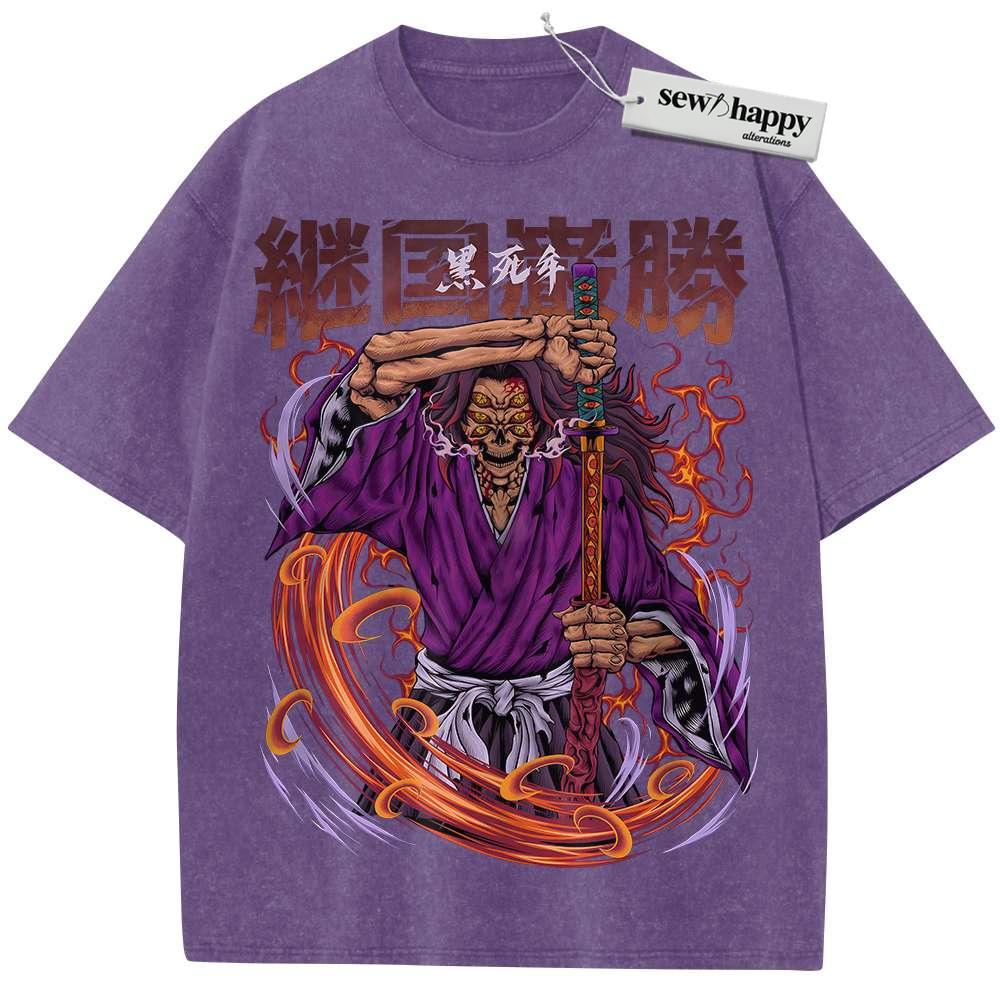 Wash Tee Kokushibo Shirt, Demon Slayer Shirt, Anime Shirt, Vintage Tee