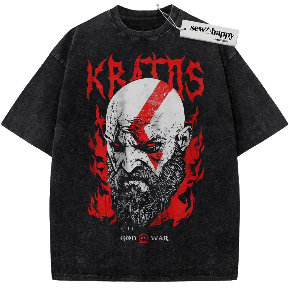 Wash Tee Kratos Shirt, God of War Shirt, Game Shirt, Vintage T-Shirt