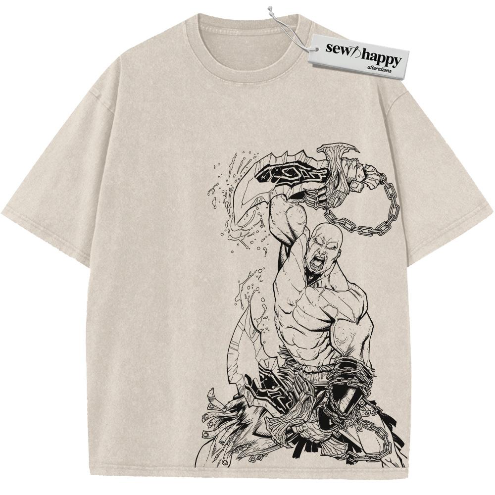 Wash Tee Kratos Shirt, God of War Shirt, Game Shirt, Vintage T-Shirt Wash Tee Kratos Shirt, God of War Shirt, Game Shirt, Vintage T-Shirt - Image 1