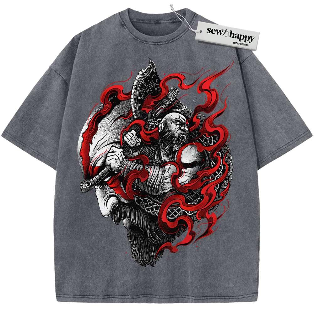 Wash Tee Kratos Shirt, God of War Shirt, Game Shirt, Vintage Tee