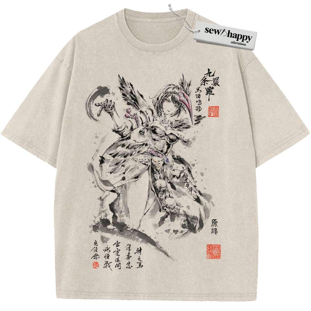 Wash Tee Kujou Sara Shirt, Genshin Impact Shirt, Game Shirt, Vintage Tee