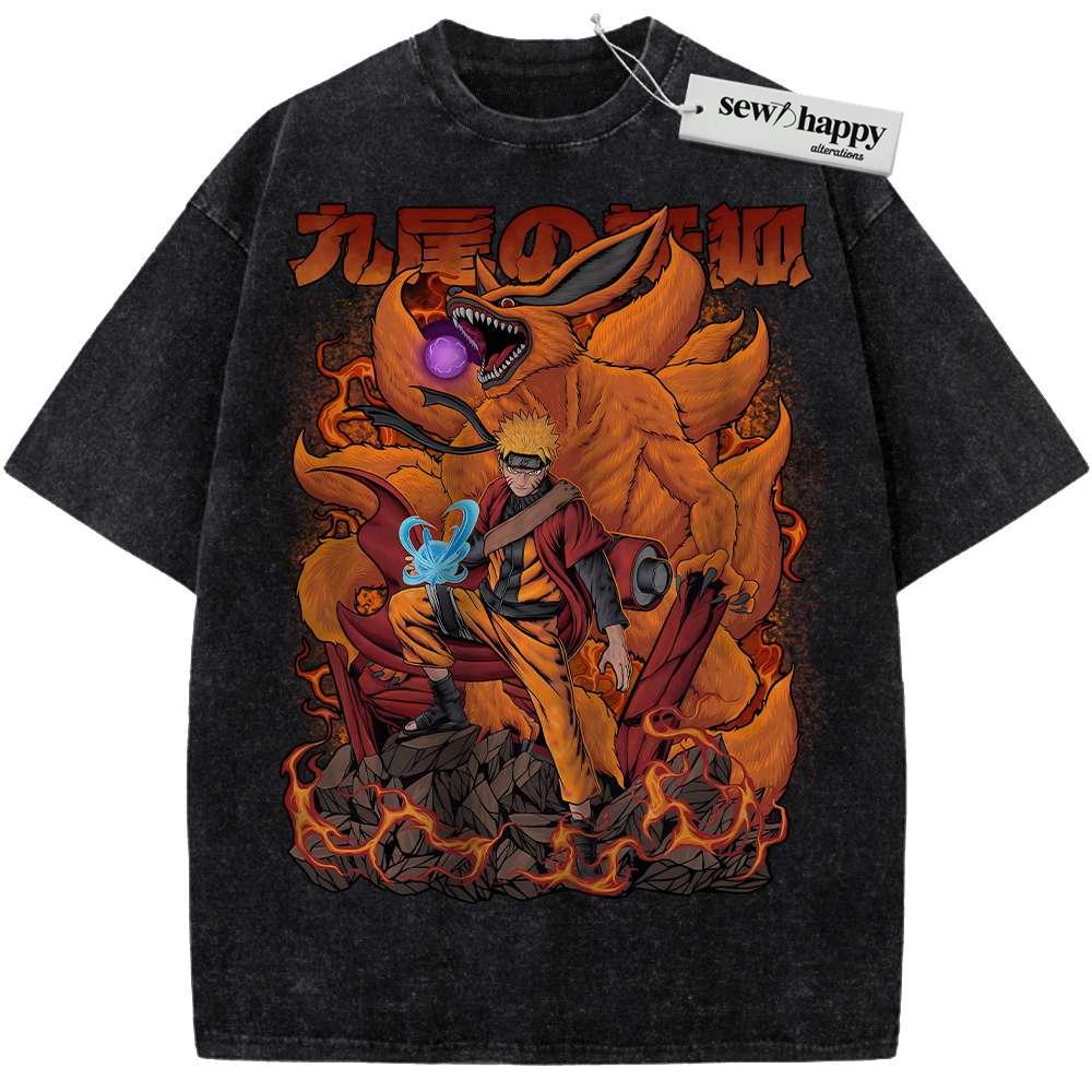 Wash Tee Kurama Shirt, Naruto Shirt, Anime Shirt, Vintage T-Shirt