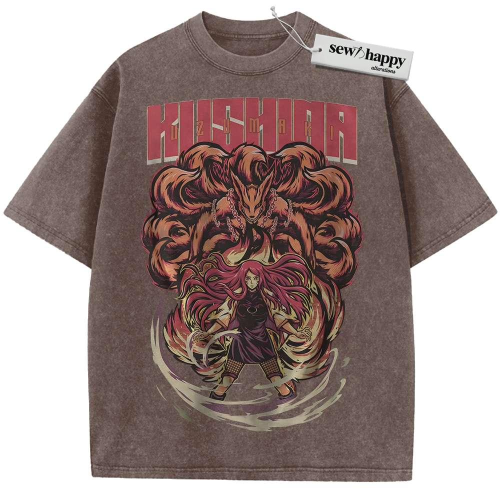 Wash Tee Kushina Uzumaki Shirt, Kurama Shirt, Naruto Shirt, Anime Shirt, Vintage Tee