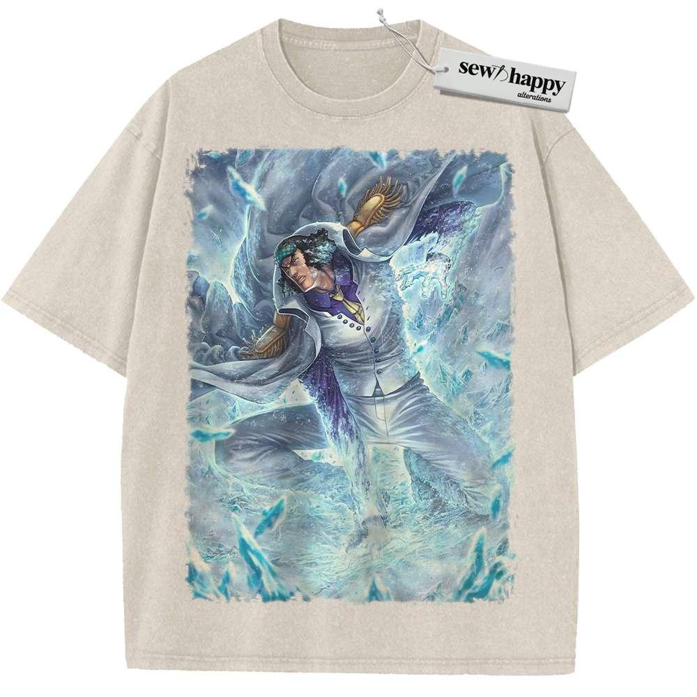 Wash Tee Kuzan Shirt, Aokiji Shirt, One Piece Shirt, Anime Shirt, Vintage Tee