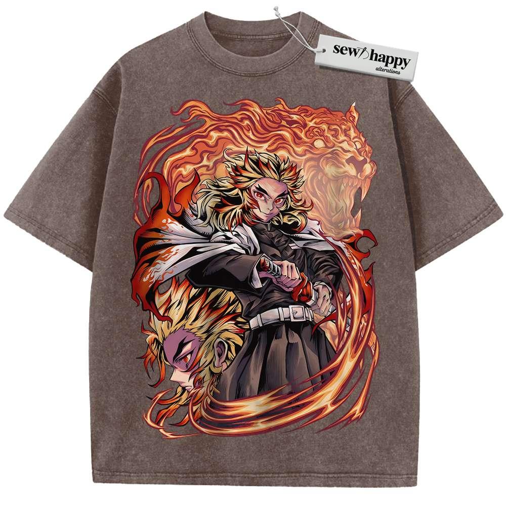 Wash Tee Kyojuro Rengoku Shirt, Demon Slayer Shirt, Anime Shirt, Vintage T-Shirt