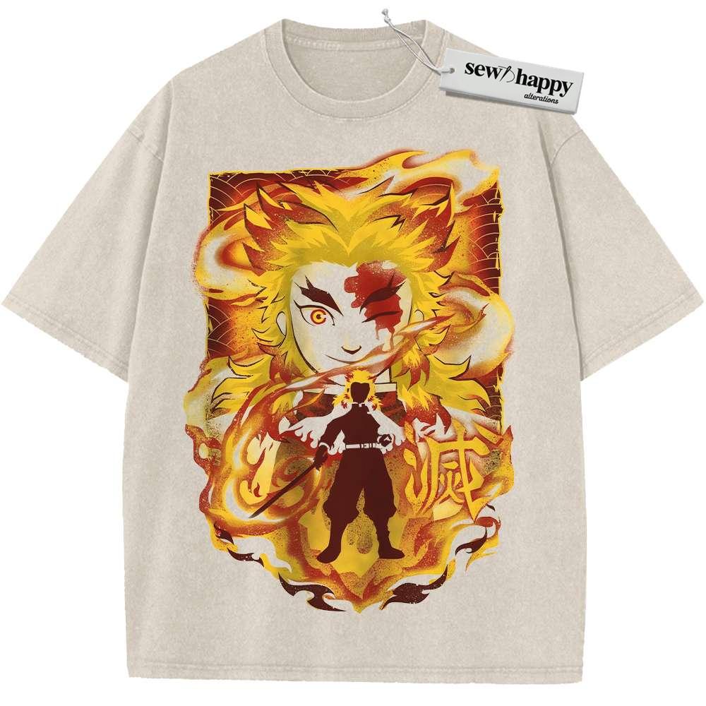 Wash Tee Kyojuro Rengoku Shirt, Demon Slayer Shirt, Anime Shirt, Vintage T-Shirt