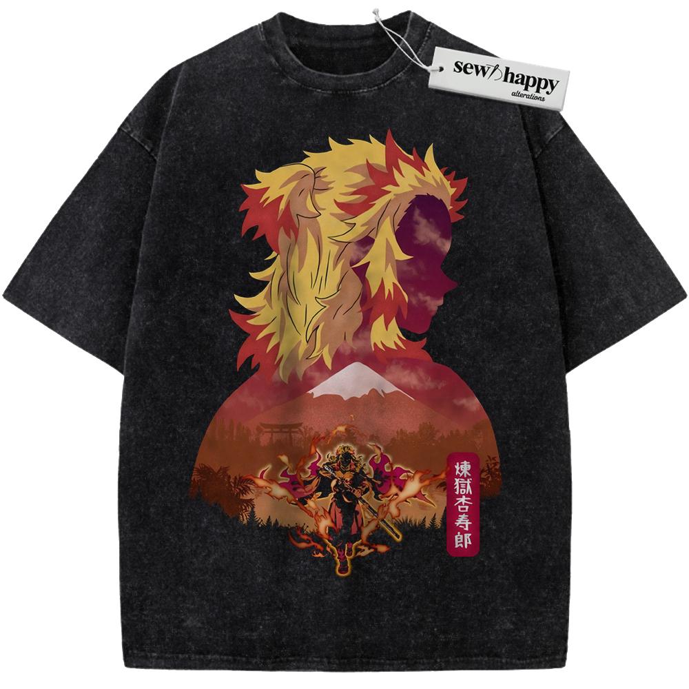 Wash Tee Kyojuro Rengoku Shirt, Demon Slayer Shirt, Anime Shirt, Vintage Tee