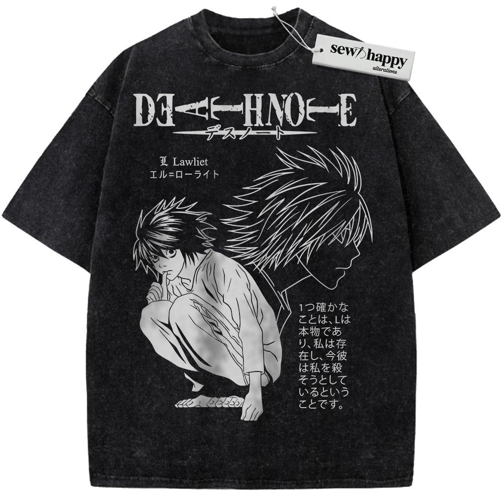 Wash Tee L Shirt, Death Note Shirt, Anime Shirt, Vintage T-Shirt